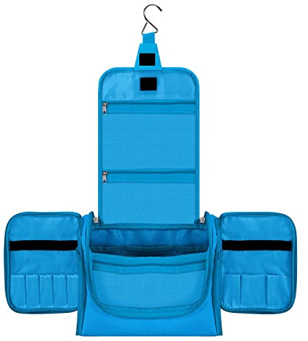 Vinsani Premium Toiletry Bag 5 Compartment Travel Wash Bag Unisex, Blue | Wet & Dry Compartment with Water-Resistant Lining, Ideal for Cosmetics, Travel & Gym Essentials