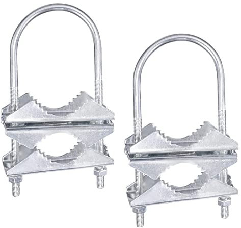 Whisverse Doble antena mástil abrazadera V- Bracket U pernos hardware de montaje de tubería 2 juegos para antena WiFi, antena de TV