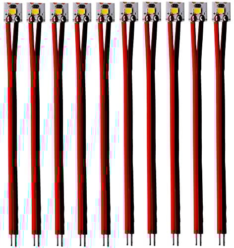 RUNCCI-YUN10 pcs 12-18V LED Hausbeleuchtung 8mm Weiss mit Kabel 10cm,Modellbau Led Beleuchtung,modellbau beleuchtung modelleisenbahn beleuchtung