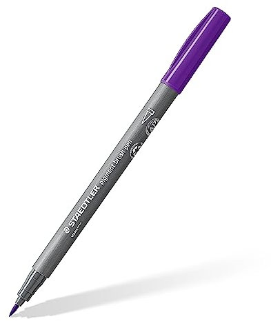 STAEDTLER brush pen pigment Arts, violett, pigmentierte Premium-Zeichentusche, Pinselspitze für variable Linienbreite, wasserfest, schnelltrocknend, 10 violette brush pens im Kartonetui, 371-6