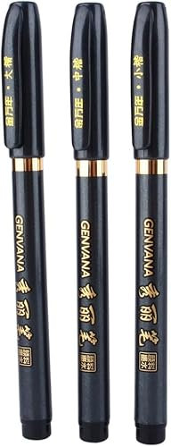 Yunxwd Stylos de Calligraphie, Feutre à Pinceau Souple, Lot de 3 Feutres Noirs Pointe Souple Pour Calligraphie Chinois Calligraphie Japonaise Stylo à Encre d'Ecriture Brosse Stylo Art Script