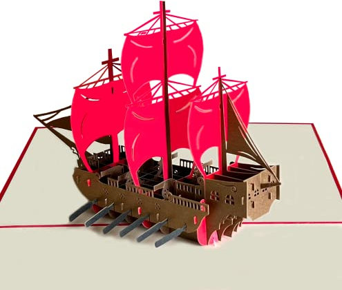 Warrior Viking Ship 3D Pop Up Card for All Occasions - Happy Anniversary, Norse Father’s Day Card, Birthday Gift for Him, Retirement Card - for Dad, Husband, Son, Grandpa, Brother (20x15 in – Viking)