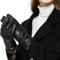 ZLUXURQ Damen Weiche Dunkelbraun echte Lammfell Leder Leder kaltes Wetter Touchscreen Handschuhe Kaschmir gefüttert