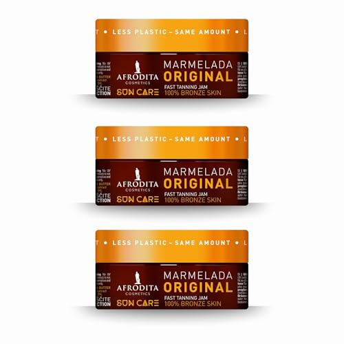 Afrodita Cosmetics Sun Care Marmelada Original Bräunungsbeschleuniger Fast Tanning Jam für Sonne & Solarium 100% natürlicher Bronzing-Komplex mit Karotten- & Walnussextrakt 0% Silikone 3x 200ml