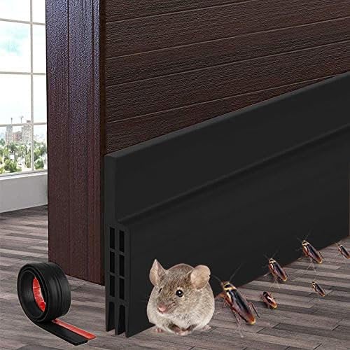 Door Sweep, Bottom Draft Seal Strip Self Adhesive Under Door Draught Stoppers, Door Insulation Energy Saving, 39 Length x 2 Width Black
