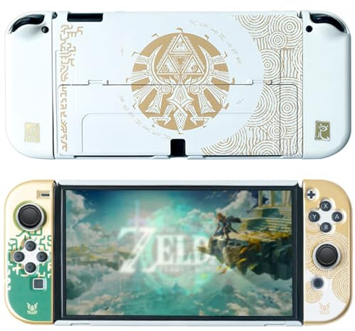 Custodia Switch OLED Rigida, Protettiva Custodia accessori per Switch Joyccon e Console, Dockable (Bianca per Switch OLED)
