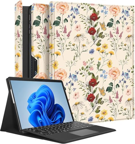 Wazzasoft for Microsoft Surface Pro 9 Case 13 Inch 2022 for Women Cute Girls Folio Cover Flower Floral Luxury Protection Compatible with Type Cover Keyboard for Windows Surface Pro 9 Case 13 Tablet