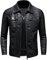 ZFBAOJT Giacca da motociclista nera da uomo, in ecopelle, stile vintage, casual, leggera, nero, Medium