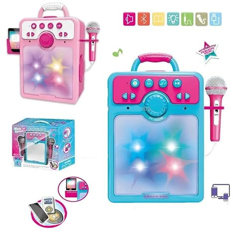 SGM Karaoke Machine Boom Box for Girls with a Microphone, Karaoke Toys Gifts for Girls Ages 4-12 Years Old Birthday Party with Bluetooth/AUX/USB Connectivity (5022/A) 2 Colours (Blue)