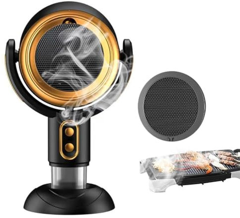 Portable Range Hood with 2 Speed Exhaust Fan, Desktop Range Hood, Detachable Filter Screen Adsorbed Oil, Low Noise Filtering Fumes, Kitchen Exhaust Fan, for BBQ, Hot Pot (Color : Gold)