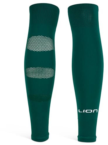 Performance Football Sock Sleeves - Premium LION BREATHE Technology - Breathable Mesh To Reduce Pressure On Calf Muscles (UK, Alpha, L, Forest Green)