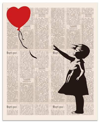 arricraft 1 Stück Mädchen Mit Ballon Banksy Kunstposter, Ungerahmte Drucke Inspirierender Kunstwerke, Bildpapier, Wörterbuch-Wandkunst Für Wohnzimmer, Schlafzimmer, Büro, Straßendekoration