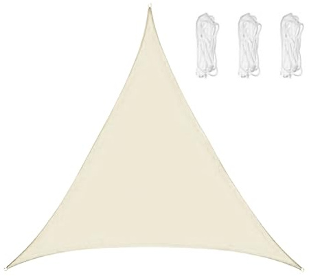 Alnicov Toldo Vela Triangular de 3m x 3m x 3m, con Kit de Fijación Toldo Protector Solar Anti-UV Impermeable 98% Bloqueo UV, para Jardín al Aire Libre Patio Fiesta (Crema)