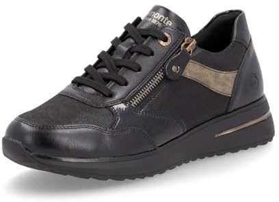 Remonte Damen Low-Top Sneaker D1G08, Frauen Halbschuhe,lose Einlage,Freizeitschuhe,Turnschuhe,Laufschuhe,schnürschuhe,schwarz Kombi (03),42 EU