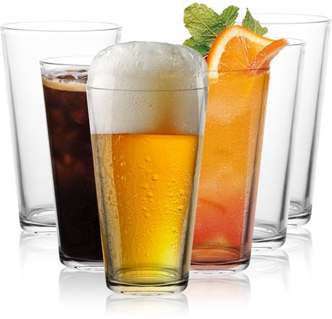 AKOLAFE Set di 6 bicchieri da birra da 0,5 litri, da 500 ml, lavabili in lavastoviglie, resistenti bicchieri da birra per casa, ristoranti, feste e birra