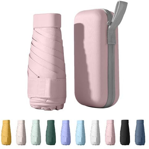 Wydexint Paraguas Plegable, Protección UV, Portátil, Mini, Rosa