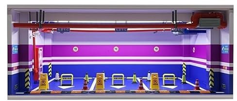 Car Garage Modello Negozio 1:18 Simulazione Parcheggio Auto Garage Modello Scena Antipolvere Collezione Display Box Parcheggio Ornamenti Auto vetrina in con pressofuso(Blue)