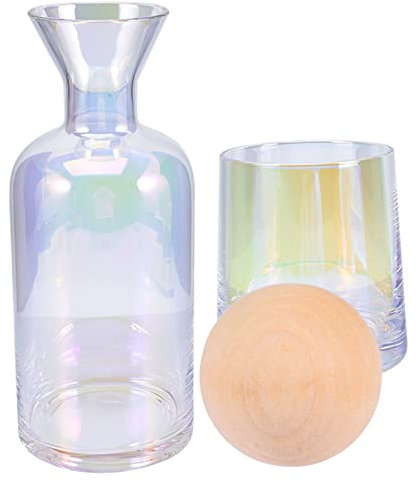 Cabilock Juego de Jarra de Agua con Vaso de Cristal Jarra de Vidrio Transparente Diseño Elegante para Casa para Bebidas Frías 1 Juego Completo