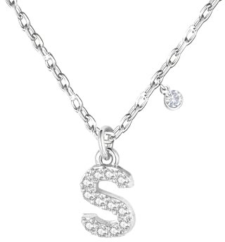 GUOYU 26 Halskette mit Anfangsbuchstaben für Frauen Mädchen, Halskette mit Buchstabe aus Zirkonia aus Silber, Anhänger, Personalisierung, Geschenkideen zum Geburtstag, L, Edelstahl, Strass (S)