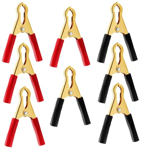 JINXUANXUDYL 8 PCS 50A Jump Lead Clamps, Large Crocodile Clips Pure Copper Alligator Clips,Heavy Duty Pure Copper Crocodile Clamps, Car Battery Alligator Clips, for Car Auto (4 Red +4 Black)