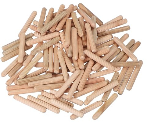 PATIKIL 150 Stück 6 x 35mm Holzdübel Set, Holzrillendübel Riffelholzdübel Holzstifte Dübel Set Gerillte Holzübelstifte Dübel Holz mit Rillen für Zimmerei Möbel Tür Kunsthandwerk Projekte