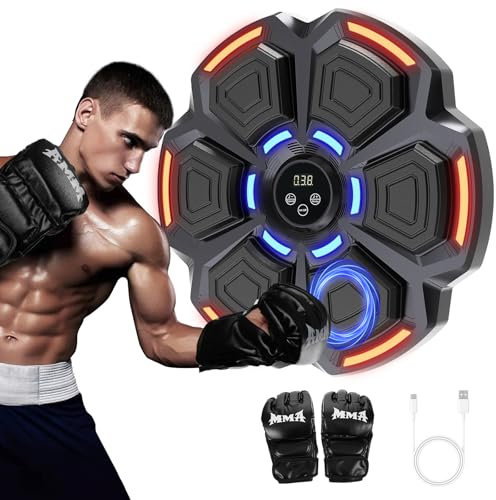 snawowo Music Boxing Machine für Erwachsene - LED Licht Bluetooth Musikboxing Maschine mit Boxhandschuhen Elektronische Boxmaschine mit Musik Boxen mit 9 Geschwindigkeitsmodi und Zählmodus (Schwarz)