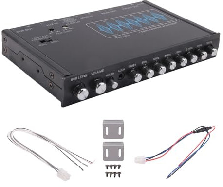 Sirxlevcy Ecualizador de Audio para Automóvil de 7 Bandas, Sintonizador de Ecualizador, Amplificador de Cruce, Preamplificador Paramétrico para Automóvil, Ecualizador de Audio +-12 DB