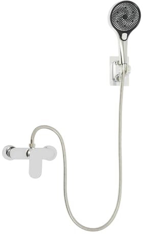 Brausegarnitur, Duschmischbatterie mit Handbrause, Brausegarnitur für das Badezimmer, 3 Strahlarten, 1.5m Schlauch, Badewanne Mischbatterie Dusche Wandmontage Duschset (Silber)