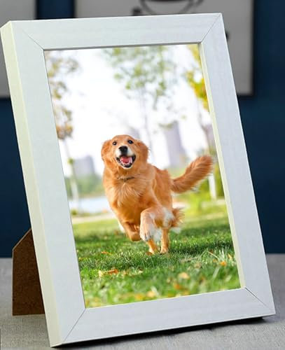Epinki Bilderrahmen Holz, Fotorahmen Horizontal & Vertikal, Rechteck Picture Frame Kann Aufgehängt Oder Tischplatte Holz Holzrahmen, Weiß Fotogröße 20x25cm