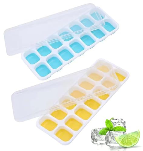 KYLOS Set 4 Stampi Ghiaccio in Silicone - 100% Senza BPA e Certificato LFGB - Forma Cubetti Perfetti per Cocktail e Whisky - Design Impilabile e Coperchio Antigoccia