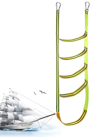 Boat Ladder Strap,Fire Escape Ladder | 5 Steps Portable Stairs for Indoor Roof Treehouse Window Pontoon Backyard Camping RV Rescue Dock Attic Tree K