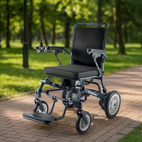 TOPIOM Electric Wheelchairs for Adults, Ultra Lightweight Foldable Electric Wheelchairs Senoirs 330lbs Capacity, Aluminium Portable Motorized All Terrain Wheelchairs, Brushless Motor, 18Kg