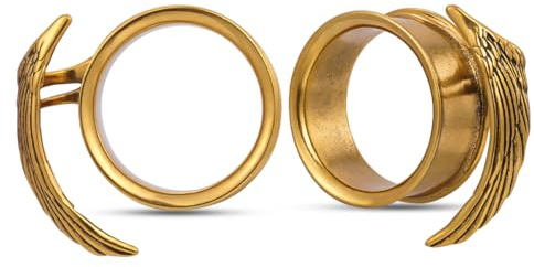 ERKUOO Gothic Double Flared Ear Tunnels und Plugs 2G–1 Inch Wing Blade Design für Stretching gedehnte Ohrlöcher Damen Body Piercing Schmuck