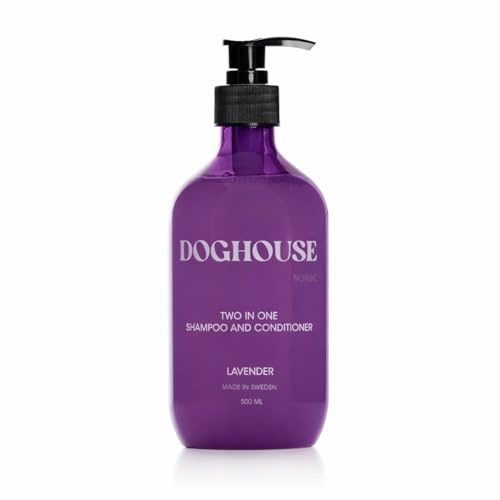 Doghouse Nordic 2-in-1 Lavendel Hundeshampoo und Spülung – 500ml: Beruhigendes, veganes Shampoo für weiches, glänzendes Fell und empfindliche Haut – Ideal für Hundepflege und Fellpflege (Lavendel)