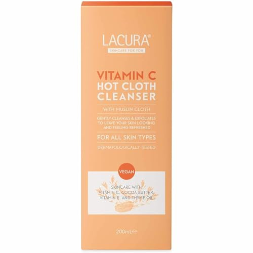 Ark Future Lacura Vitamin C Hot Cloth Cleanser 200ml | Gently Removes Makeup & Impurities | Brightens & Exfoliates Skin | All Skin Types | Sensitive Skin Friendly | Vegan Skincare