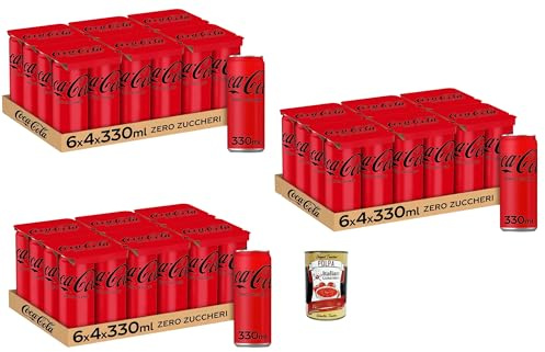 Italian Gourmet Cola Zero Zucker 72 x 330 ml Dosen koffeinhaltiges Erfrischungsgetränk ohne Zucker kalorienarm Vorratspack Großhandel Haushalt & Büro + Italian Gourmet Polpa