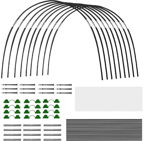BNGXR Tunnel per Piante, Fiocchi, Tunnel, aiuola rialzata, 2,5 x 6 m, 18 Pezzi, antiruggine, Durevole, Pieghevole, Cerchi Serra da Giardino per Serre, Piante, zanzariera