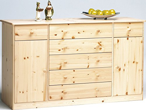 Erst-Holz Kommode Highboard Anrichte Sideboard Kiefer Natur 7 Schubladen, 2 Türen 90.50-31