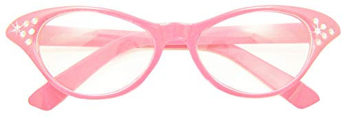Das Kostümland - Fifties Cat Eye Brille Diamond - Rosa - Zubehör 50er 60er Jahre Party Kostüm