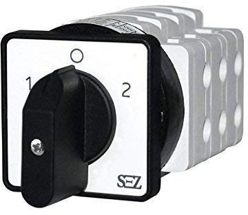 SEZ Nockenschalter S40 JD 2203 C6 3P 40A 1-0-2 mit Griff Schwarz Rotary Hebel 3-Wege 40A 690V 10,5cm 6kV