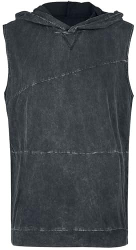 Black Premium by EMP Herren graues Tank-Top mit Kapuze in individueller Waschung L