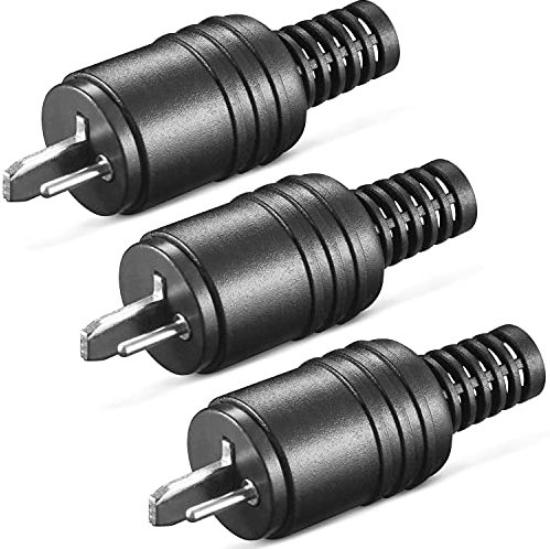 Lautsprecherstecker | mit Schraubanschluss | Gerade Schraubbar Knickschutz 2,2 mm | Boxen Audio Adapter Kabelanschluss Lautsprecher Stecker | Schwarz | 3 Stück