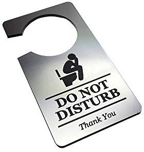 On Loo Toilet Do Not Disturb Room Door Hanger Sign Silver Acrylic - for parents, family, children, novelty gift, corporate, hospitality