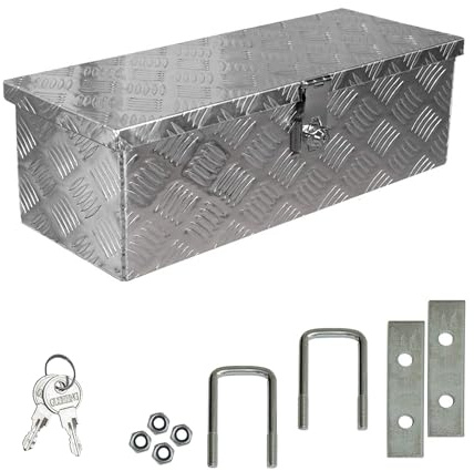 Trucky Truckbox aus Aluminium, Modell D025, 59 x 24 x 18 cm, Abschließbar, Robustes Riffelblech, inklusive Montagesatz, Für Werkstatt, Hobby, Auto
