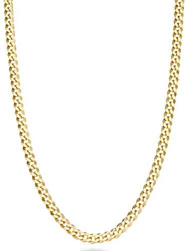 Miabella Italian 18K Gold Plated 925 Sterling Silver 3.5mm Diamond-Cut Cuban Link Curb Chain Necklace for Women Men, Made in Italy (Length 22 Inches)