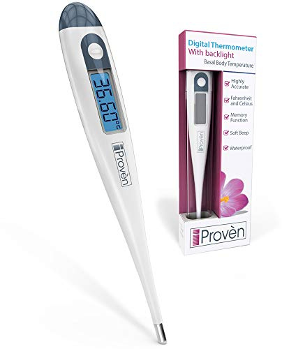 iProven Thermomètre Basal Corps pour Planification Familiale Naturelle Prédicteur d'Ovulation Haute Sensibilité BBT Précis pour Suivi de Fertilité avec Rétroéclairage