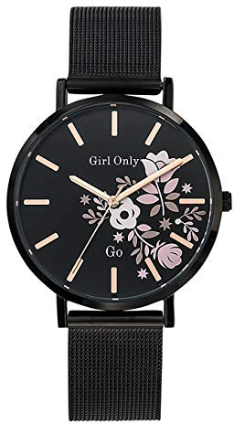 Girl Only Damen Armbanduhr schwarz Analog 695912 GO Edelstahlarmband UGO695912 Analoguhr