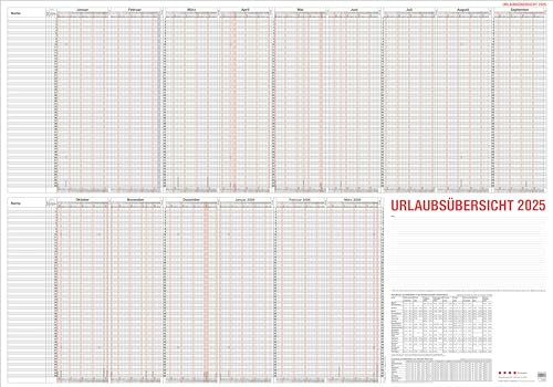 GÜSS Urlaubsübersicht 60 Mitarbeiter- im Versandrohr Format 120x84 cm