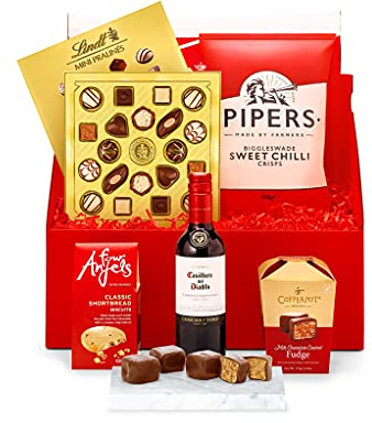 Belvoir Red Wine Hamper - Luxury Cabernet Sauvignon Gift Set with Sweet Chilli Crisps, Cotswold Shortbread, Mini Pralines & Sea Salt Fudge - Gourmet Food & Red Wine Gifts, from Regency Hampers