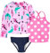 Simple Joys by Carter's 3-Piece Assorted Rashguard Sets Juego de protección de Sarpullido, Azul Marino Lunares/Rosa Topos/Vida Marina, 18 Meses para Bebés